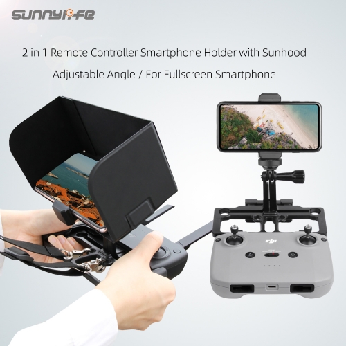 Sunnylife Remote Controller Mobile Phone Holder with Sun Hood Full Screen Smartphone Holder for Mavic3/Mini SE/Air 2S/Mini 2/Mavic Pro/Fimi X8SE 2022