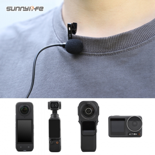 Lavalier Microphone Clip-on Lav Mini Mic Video Recording Interviews Living Performance for Insta360 X4/ Pocket 3/ Action 3