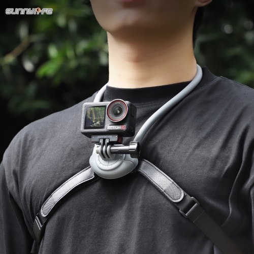 Sunnylife POV Neck Mount Hand Free Video Vlog Neck Selfie Holder with Body Strap for GoPro 13/ Action 5 Pro/ Insta360 GO 3S