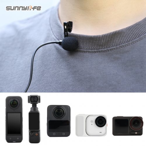 Lavalier Microphone Clip-on Lav Mini Mic Video Recording Interviews Living Performance for Insta360 X4/ Pocket 3/ Action 3