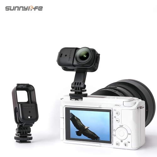 Sunnylife 360° Rotation Adjustable Cold Shoe Vertical-Horizontal Adapter Mount Protective Frame Mounting Brackets Housing Case for OSMO NANO