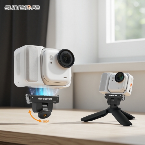 Sunnylife Magnetic Quick Release Adapter Mount 1/4” Interface 180° Tilt Adjustable Selfie Stick Adapter Stand for Insta360 GO Ultra