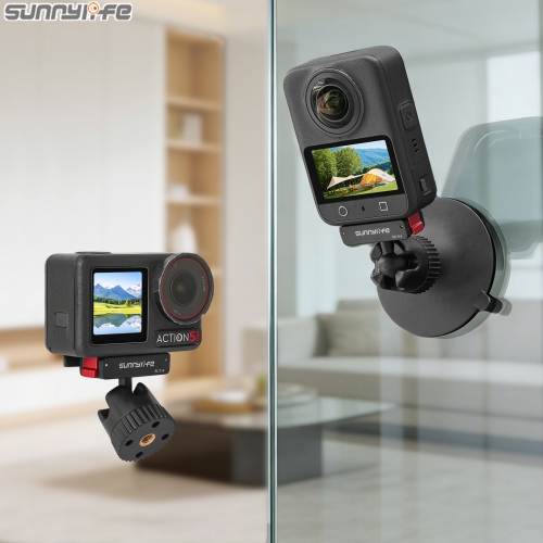 Sunnylife Magnetic Quick-Release Ball-Joint Adapter Mount 360° Rotatable Suction Cup Bracket for Osmo 360/Action 5 Pro/4/3