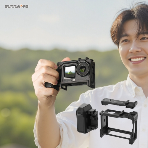 Sunnylife 2-in-1 Detachable Protective Frame & Street Photography Handle Ergonomic Quick Release Shutter Handle for Osmo Action 6