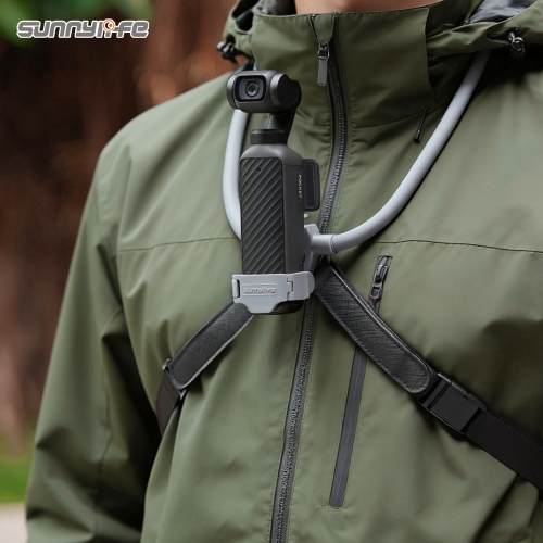Sunnylife Adjustable POV Neck Mount Hand Free Video Vlog Neck Selfie Holder with Body Strap for Pocket 4/3
