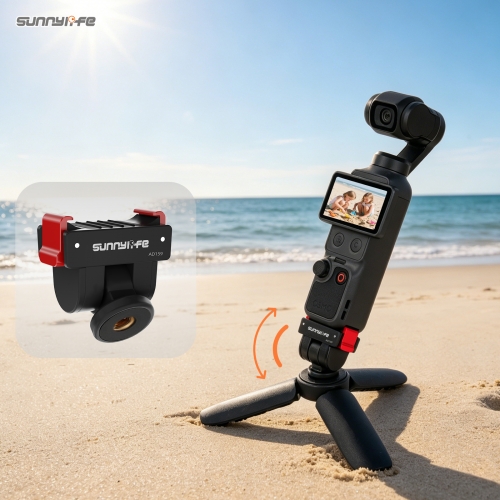 Sunnylife Quick Release Adapter Mount 1/4” Interface 180 Degree Tilt Selfie Stick Adapter Stand for Osmo Pocket 4/3