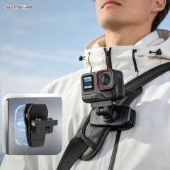 Sunnylife Magnetic Quick-Release Backpack Clip Action Camera Clamp Vertical-Horizontal Mount Accessories for Insta360 X6/X4 Air/X5/Ace/Ace Pro 2/1