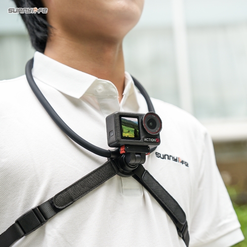 Sunnylife Magnetic POV Neck Mount Hand Free Video Vlog Neck Adjustable Selfie Holder with Body Strap for Osmo 360/Action 5 Pro/4/3/2