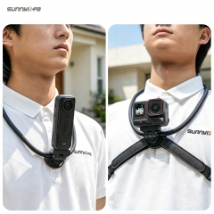 Sunnylife Magnetic POV Neck Mount Hand Free Video Vlog Neck Adjustable Selfie Holder with Body Strap for Insta360 X6/X4 Air/X5/Ace/Ace Pro 2/1