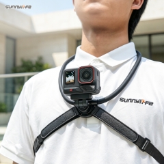 Sunnylife Magnetic POV Neck Mount Hand Free Video Vlog Neck Adjustable Selfie Holder with Body Strap for Insta360 X6/X4 Air/X5/Ace/Ace Pro 2/1
