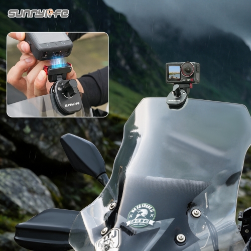 Sunnylife Magnetic Quick-Release Motorcycle Windshield Mount Series Windscreen Clamp Action Camera Aluminum Alloy Mount Motorbike